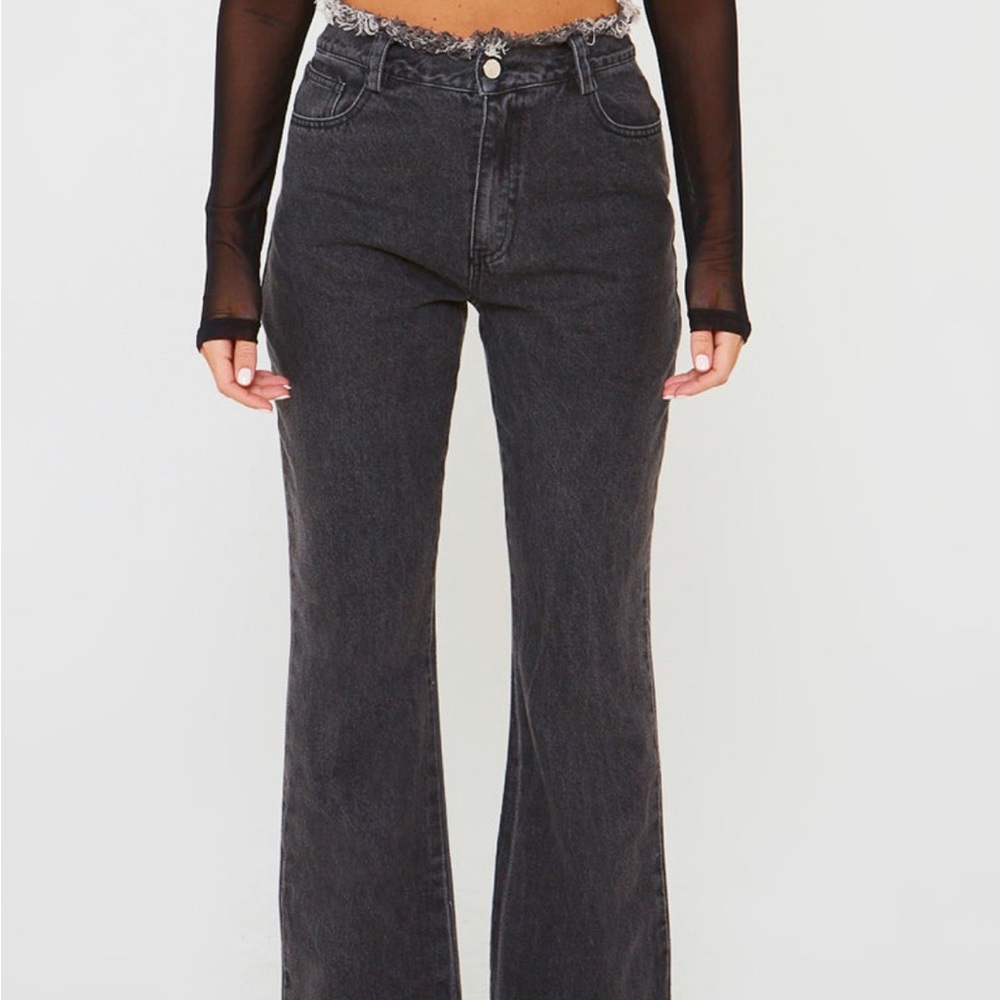 Black low rise vintage washed jeans